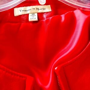 Yvonne Marie red leather fitted jacket